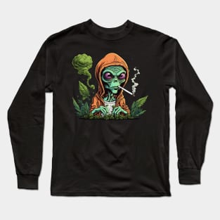 Alien Smoking Weed Long Sleeve T-Shirt